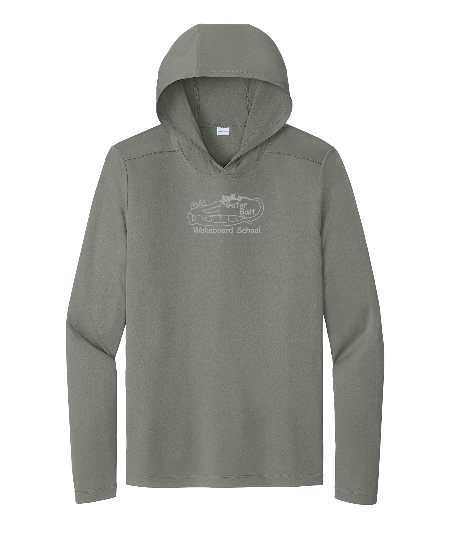 Gator Bait Men's UPF Long Sleeve Hooded T-Shirt Grey